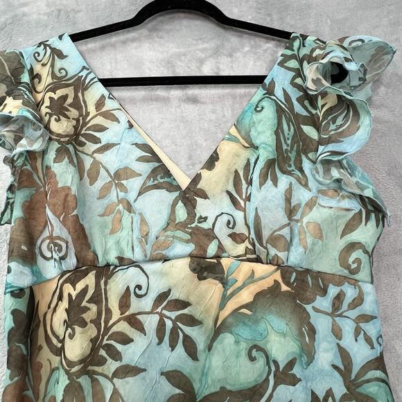 VTG Breakin' Loose Dress Sz 16 Cracked Glass Knit V Neck Bias cut Fairy Ruffles - Picture 7 of 16